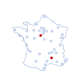 Carte de France avec entrepôts