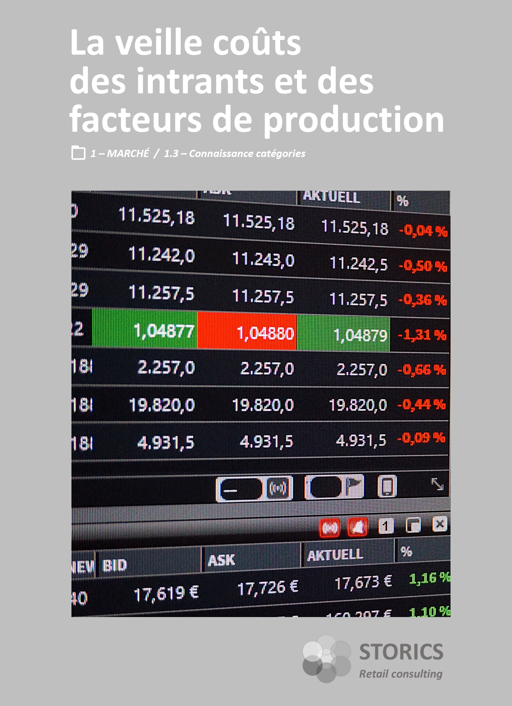 1.3.7 – La veille coûts des intrants et des facteurs de production